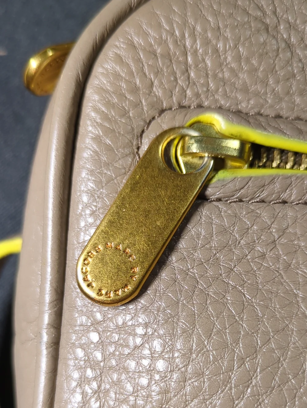 Marc by Marc Jacobs SallyTaupe Pebbled Crossbody w/Yellow Trim NOW ONLY $85